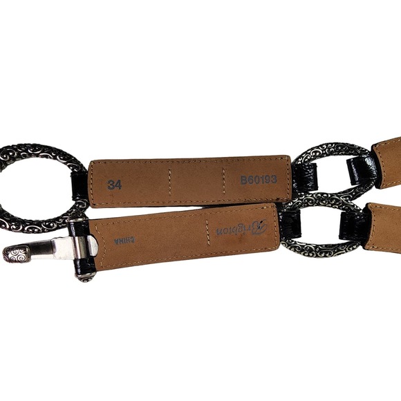 Brighton Black Croc Embossed Patent Leather Hook Belt size 34 - Picture 6 of 6